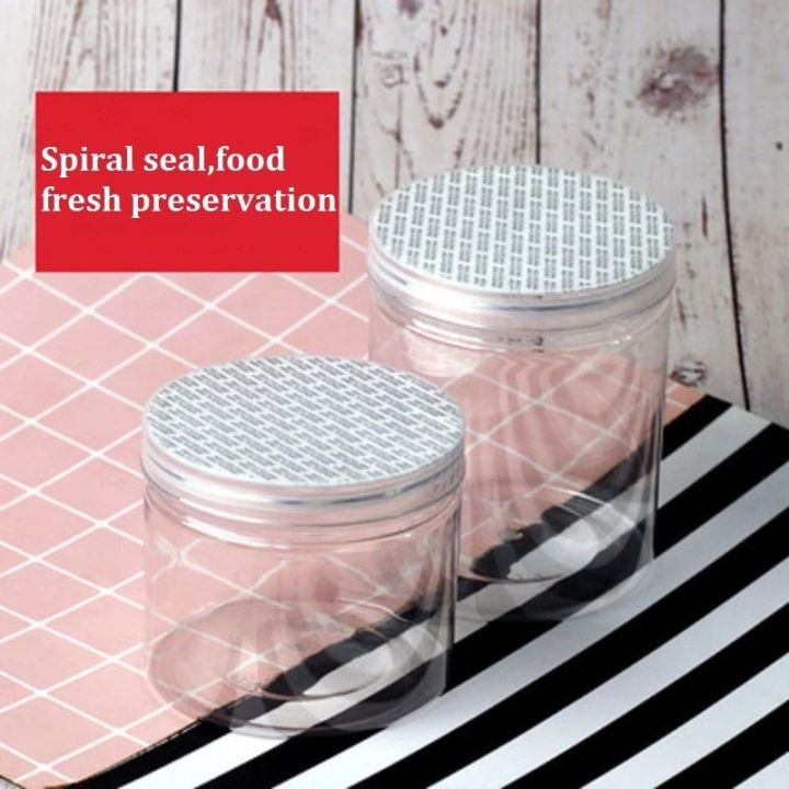 8-sizes-250ml-1000ml-kitchen-food-storage-jars-clear-snack-spice-canister-bottle-refillable-sealed-cans-with-cover-plastic-storage-bottle-for-food-candy-cookie-cake-pastry-dessert-seal-box-cosmetic-ja