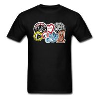 Funny Patterns Mens Cotton T Shirt Summer Fashion Tshirts Hip Hop Punk Motorbike Game T-Shirt Retro Style No Button Small Size  5KJE