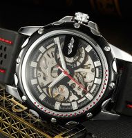 ZZOOI 2023 Winner Black Rubber Band Automatic Mechanical Skeleton Watch For Men Fashion Gear Wrist Watch Reloj Army Hombre Horloge