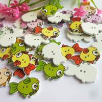 50Pcs/lot Mixed Color Cute fish Multicolor Botones 2 Holes Wooden Printing Buttons Sewing Accessories Scrapbooking Haberdashery