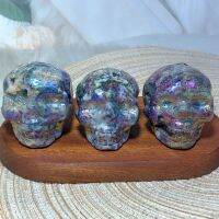 Aura Sphalerite Skull Druzy Geode Healing คุณภาพสูงธรรมชาติแกะสลักคริสตัลขายส่งตกแต่งบ้าน Room Decor เครื่องประดับ Ore