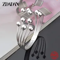 ZDADAN 925 Silver Bead Open Cuff สร้อยข้อมือกำไลข้อมือสำหรับผู้หญิงผู้ชายเครื่องประดับคริสต์มาสงานแต่งงานของขวัญ-Huidkeir