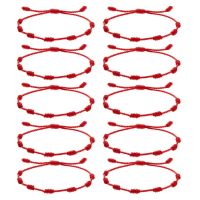 10pcs/set Fashion Handmade 7 Knots Red String Bracelet for Protection lucky Amulet and Friendship Braid Rope Wristband Jewelry