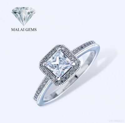 Malai Gems แหวนเพชร เงินแท้ 925 เคลือบทองคำขาว ประดับเพชรสวิส CZ รุ่น  291-RK0023 แถมกล่อง แหวนเงินแท้ แหวนเงิน