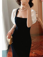 Summer Vintage Elegant Midi Dress For Women Office Lady Short Sleeve Bodycon Clothing Femme Fashion Clothes Vestidos