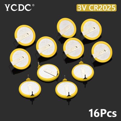 【Worth-Buy】 16ชิ้น/ล็อต YCDC CR2025เซลล์ปุ่ม3V 2ฟุตลวดเชื่อมอุปกรณ์เสริม180องศา Cr 2025เหรียญ