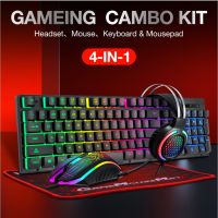 Ready Stock Game Set Keyboard Mouse Headset Mouse Pad Mechanical Button Four-piece Suit