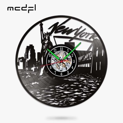 【LZ】 MCDFL New York City Wall Clock with Backlight Modern 3d Watch Home Design Quartz Clock Mechanism Bedroom Decoration Living Room