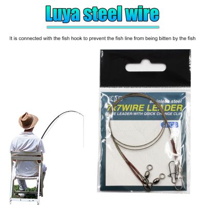 （A Decent035）2pcs Stainless Steel Wire Leader Fishing Leash with Rolling Swivels Lure Anti-Bite Line for Pike Accessories