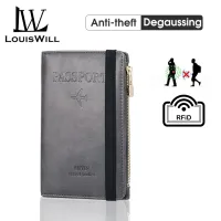 LouisWill Multifunction Passport Holder RFID Fashionable Passport Cover Frosted PU Travel Bag Wallet Ticket Holder Document Organizer Card Case with Zipper for Men & Women