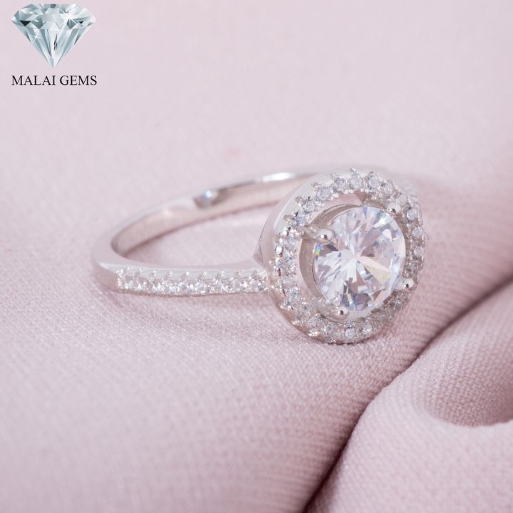 malai-gems-แหวนเพชร-halo-แหวนเพชรล้อม-เงินแท้-925-เคลือบทองคำขาว-ประดับเพชรสวิส-cz-รุ่น-071-2r12504-แถมกล่อง