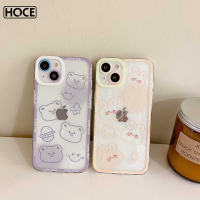 ? เคสโทรศัพท์เลนส์กล้องสำหรับ iPhone,เคส TPU นิ่ม TPU ใสรูปหมีน่ารักไฟวงแหวนสำหรับ iPhone 12 13 Mini XS Max X XR 7 8 Plus 11 12 13 Pro Max