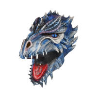 Eraspooky Realistic Ice Blue Dragon Latex Mask Halloween Costume Props For Adult Festival Party Dinosaur Headgear Novelt Gift