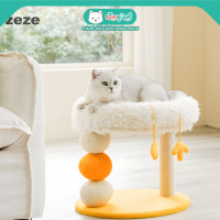 zeze Cluck Cat Scratching Post คอนโด ที่ลับเล็บแมว ทรงแมวฟักไข่ มีเสาสำหรับลับเล็บ และที่นอนนุ่มฟูสำหรับแมว