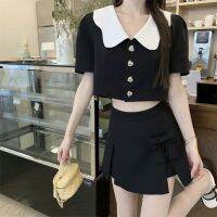 Suit short doll collar blouse in the summer of 2023 Bowknot skirt two-piece womens fashion