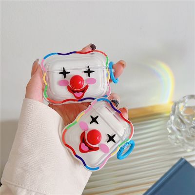 Cute Cartoon clown Earphone Soft case For Apple Airpods 1 2 Pro Airpods 3 2021 Wireless Headset Box Cover Case with keychain Wireless Earbuds Accessor