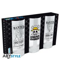 ABYStyle [ลิขสิทธิ์แท้ พร้อมส่ง] แก้ว แก้วน้ำ แก้วน้ำอนิเมะ One Piece Large Glass เซท 3 ใบ วันพีซ 290ml