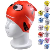 Swimming Cap kids Silicone Waterproof Protect fish Ear Shark Swim Pool Hat children Cartoon Boys Girls Diving hats Swim Caps