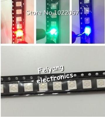 1000 pcs 5050 RGB SMD LED สีแดงสีฟ้าสีเขียว SMT LED PLCC-6 3-chips Light Emitting DIODES โคมไฟสำหรับรถยนต์, เรือ, จักรยาน DIY
