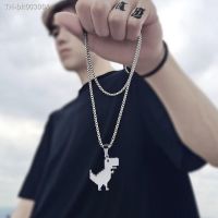 ✹⊙▦ Vintage Metal Dinosaur Pendant Necklace Goth Chain Cute Cartoon Design Charm Choker Necklace for Women Cool HipHop Jewelry Neck