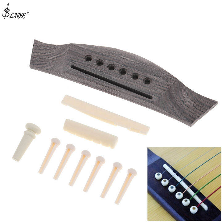 SLADE 1 Set Gitar Akustik Rosewood, Jembatan + Pin Jembatan, Sadel