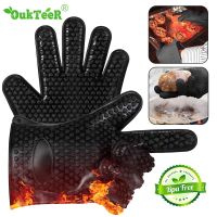 Food Grade Thick Heat Resistant Silicone Glove BBQ Grill Gloves Kitchen Barbecue Oven Cooking Mitts Grill Baking Gloves BBQ Tool Potholders  Mitts   C