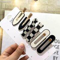 ☞✢ 6Pcs New Korea Fashion Black White Checkerboard Hair Clip For Women Girls Retro Temperament Fall Winter Hairpin Hair Accessories