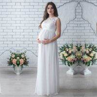 【DT】hot！ Wedding Pregnancy Crew Neck Sleeveless Dresses Maternity Photo Shoot Photography Prop