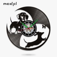 Hot sell MCDFL Dachshund Vet Vinyl Records Clocks Modern Home CD Clocks Wall Child Watch Dogs Decorations for Living Room Pieces Stickers