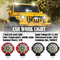 7 Inch Car Led Work Light Round Flood Beam Driving Lamp Headlight Fog Light For Pickup SUV Offroad Boat Trucks K1X1