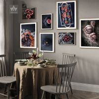 Food Poster Wall Canvas Print Blueberry Garlic Pizza Painting Picture Dining Room Decoration