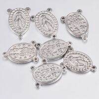 【CW】▩  10Pcs/Lot Charms Pendant Three Hole Rosary Miraculous Medal Jewelry Makings