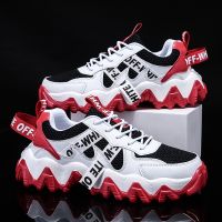 Spot 36-44 Men and Women Lace Up 4 Colors Sports Running Shoes Breathable Fashion Couple Style Increased Platform Shoes