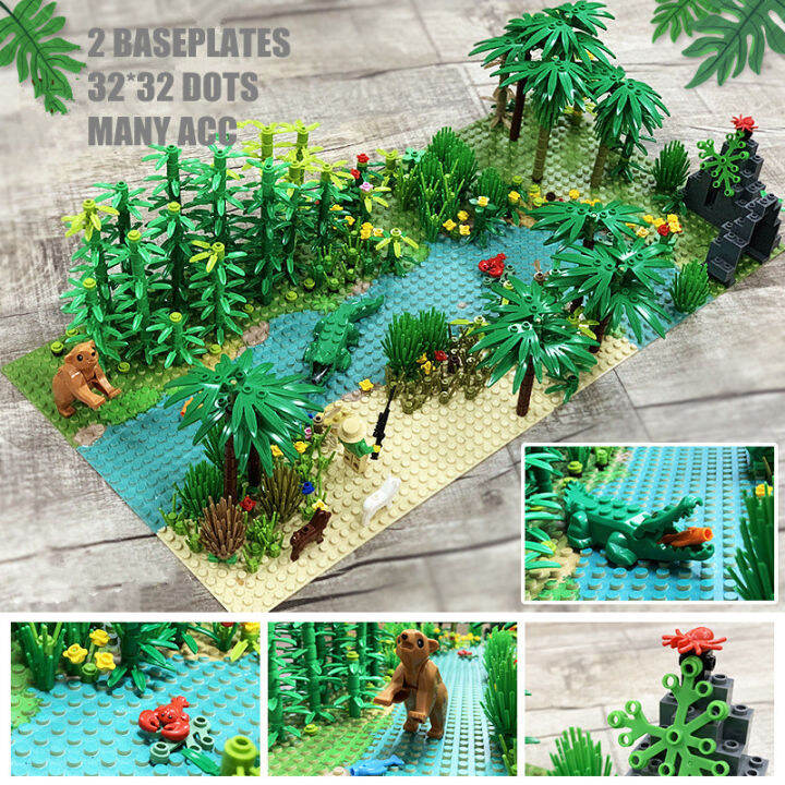 rain-forest-plants-base-plate-city-building-blocks-for-children-xmas-birthday-gifts-compatible-bricks-with-baseplate