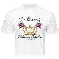 เสื้อยืดโอเวอร์ไซส์2023 เทรนด์ใหม่ลำลอง QUEENS PLATINUM JUBILEE เสื้อยืด 2023 Union Jack Crown Mensss TShirtS-3XL  RPNX