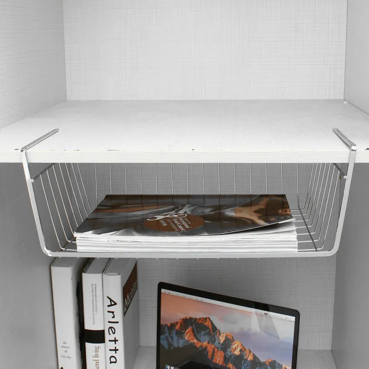 Under Shelf Table Storage Basket Rack Desk Wire Hanging Rack