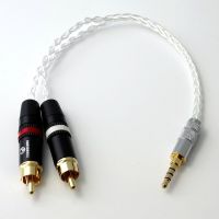 【DT】2.5mm TRRS/4.4mm Balanced Male 3.5mm Jack to RCA Plug Aux Cable 8x 1.0mm Silver Wire Headphone Amp  hot