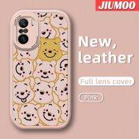 เคส JIUMOO สำหรับ Xiaomi Poco F3 Redmi K40 Pro เคสเต็มหน้าจอวินนี่ช้อนส้อมมีดหมีพูห์ดีไซน์ใหม่บางเคสโทรศัพท์มีลายนุ่มหนังเคสป้องกันกล้องฝาปิดด้านหลังเลนส์เต็มจอเคสกันกระแทก