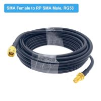 1ม. 2ม. 5ม. 10ม. 20ม. สาย Rg58 Rp Sma ตัวผู้ไปยัง Rp ฝากั้นหญิง Sma Wifi สายต่อขยายเสาอากาศ Rg-58 50โอห์มจัมเปอร์หางหมู Sma