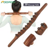 【YF】 8/20 Beads Gua Sha Massage Stick Carbonized Wood Back Scrapping Meridian Therapy Wand Muscle Relaxing Body Massager Guasha Tools