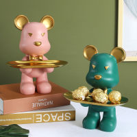 ตุ๊กตาหมีขนาดเล็กถาด Nordic Home Decor จัดเก็บเรซิ่นหมี Porch Key Storage Creative หมี Figurines ถาดเครื่องประดับของขวัญ