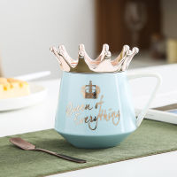 Queen of Everything Mug With Crown Lid and Spoon Ceramic Coffee Cup Gift for Girlfriend Wife QJS Shop