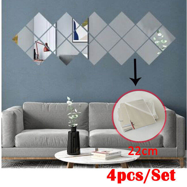 MIRROR 004 20cmx20cm Bathroom Wall Mirror Self Adhesive Room