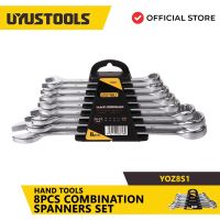 UYUSTOOLS YOZ8S1 8Pcs Combination Spanners Set Ear Ring Tool Handle 10-21Mm Hand Tools Wrench Set