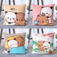 Panda Bubu And Dudu Printing Throw Pillow Cartoon Square Pillow Kawaii Anime Soft Waist Sofa Cushion Throw Bedroom Pillows Travel pillows