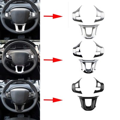 3Pcs/Set Car Steering Wheel Decoration Cover Trim Sticker Fit for Peugeot 2008 208 308 2014-2018