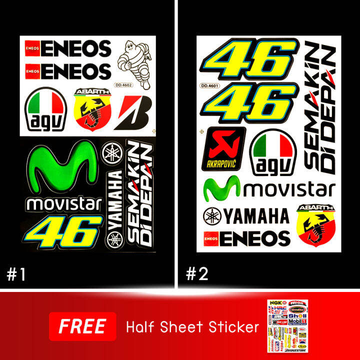 AGV Sticker VR46 Motorcycle Stickers Waterproof Motocross Helmet Decals