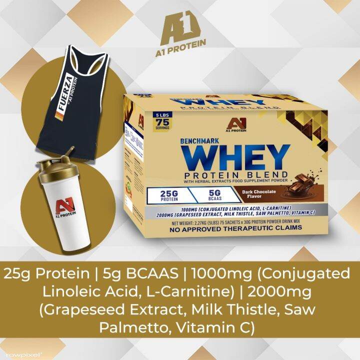 A1 Protein Benchmark Whey Protein 5lbs 75 Serving Sachets Lazada Ph 4316