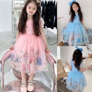 2-12Years Children Girls Princess Style Dress Cartoon Printing Stitching
