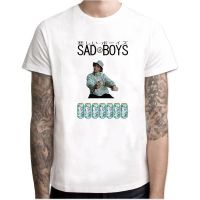 Sad Boys ชุดสตรีทแวร์ไอน้ำแบบลีนเสื้อยืดแบรนด์2023สไตล์ญี่ปุ่นแขนลำลองขาสั้นคอกลมพิมพ์ลายแฟชั่นผ้าฝ้าย100%